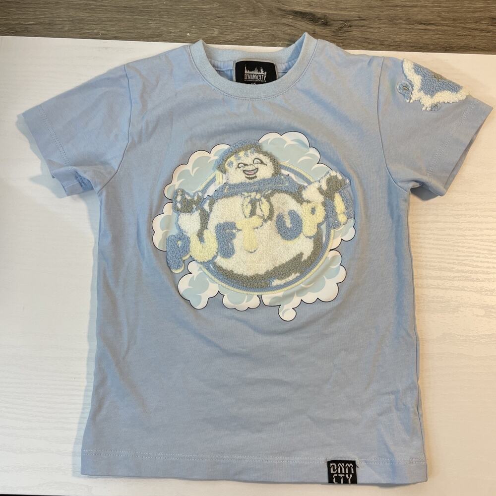 Denimicity DNM CTY Kids Blue Stay Puft Marshmallow Man Chenille T-Shirt 4/5 Y